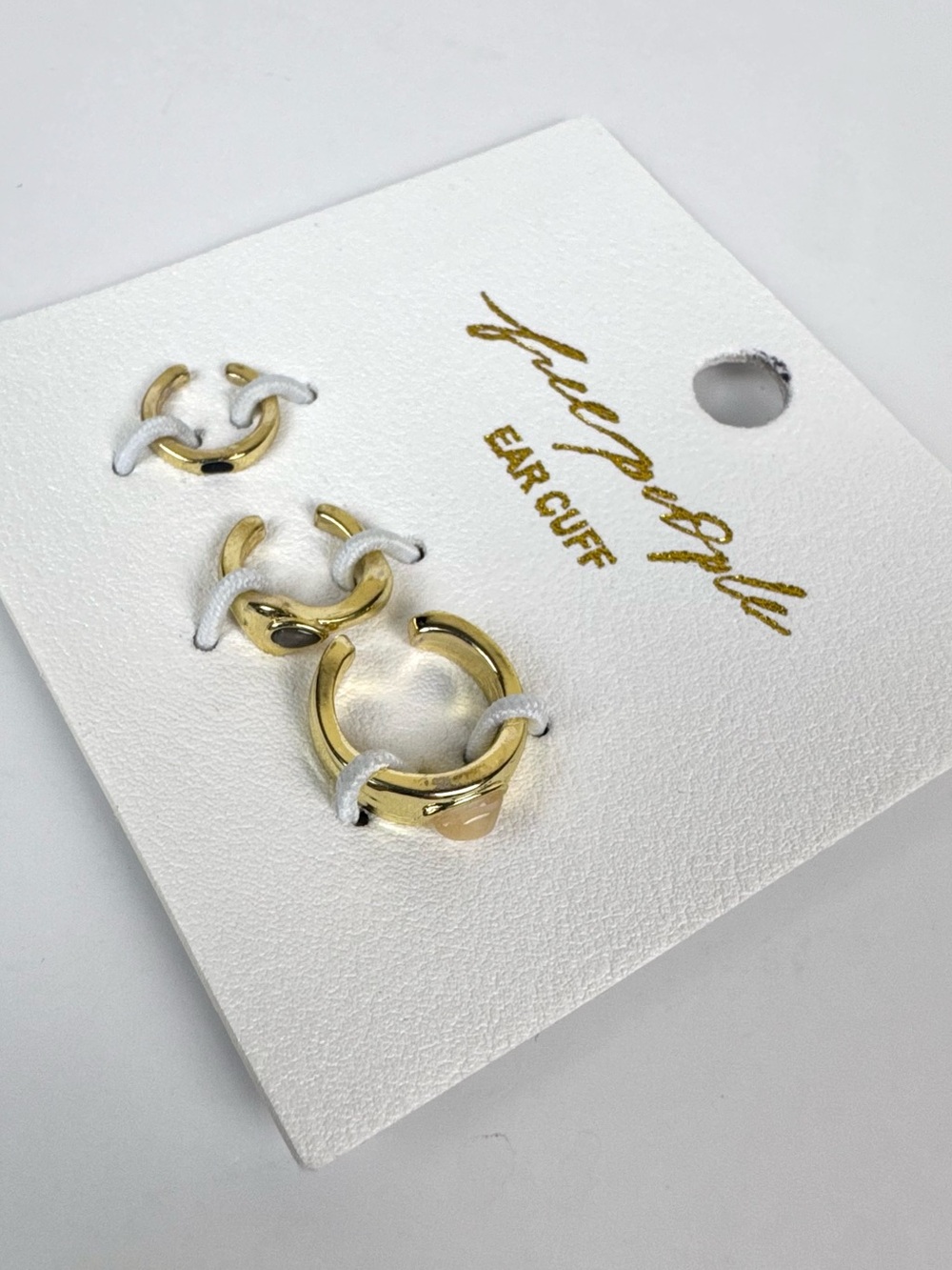 Free People Gold Ear Cuff Set of 3 with semi-precious stones